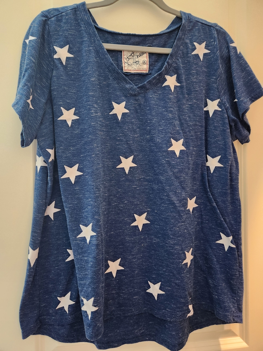 Reflex Blue Star Print V-Neck Tee